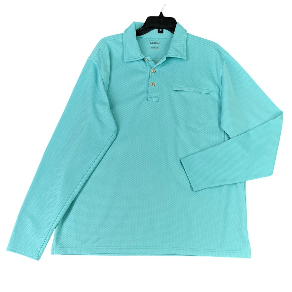 LL Bean Long Sleeve Polo Shirt Men L Performance Outdoor Classic‎ Everyday Fit
